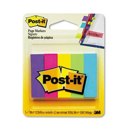 Post-It Sticky note Flags 670-5AU Page Markers- Five Assorted Ultra Colors- 5 Pads of 100 Strips/Pack 670-5AU